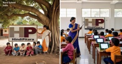 Comparison of Rural and Urban Education in India – A rural school with minimal resources versus a modern urban classroom with advanced technology Rural vs Urban