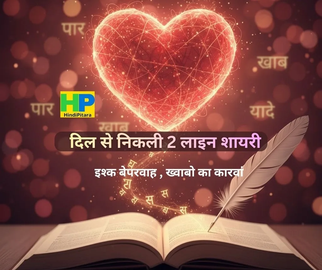 दिल से निकली 2 लाइन शायरी | Real Shayari in Hindi 2 Dil se nikli 2 line shayari ki khoobsurat feature image jisme dil, diary aur Hindi akshar nazar aa rahe hain.
